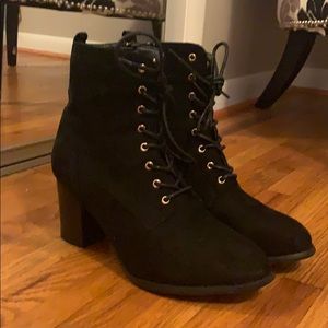 Black lace up booties
